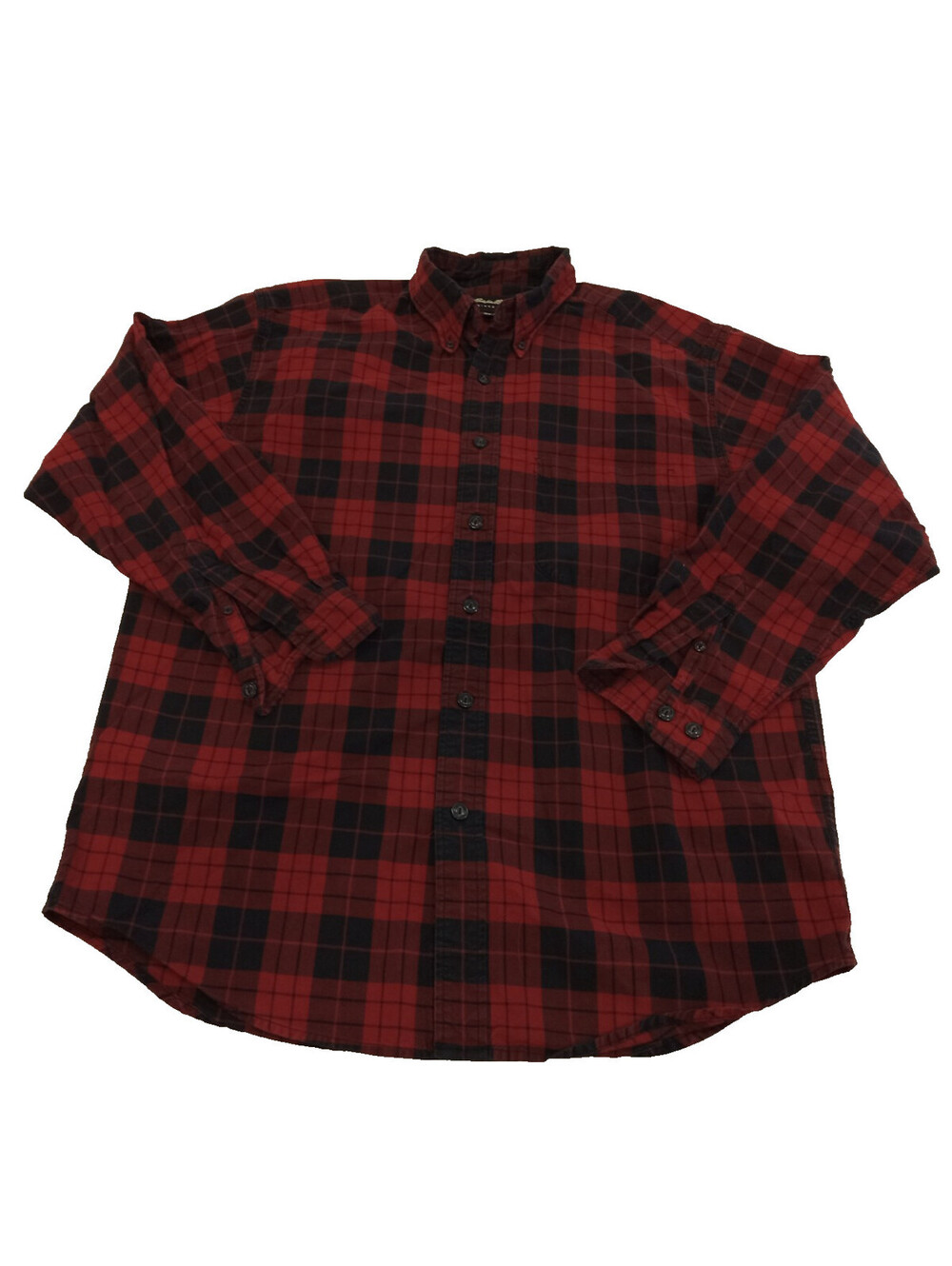 Eddie Bauer Flannel Shirt Mens Medium Red Black Plaid Long Sleeve Button Down M